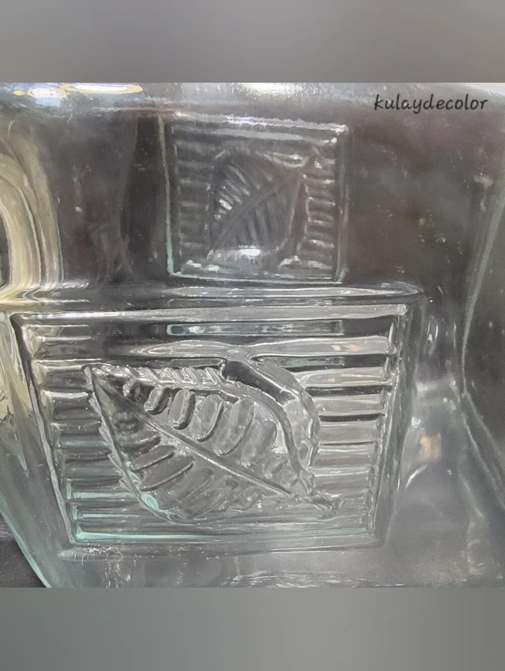 Vintage Large Glass Canister Embossed Leaf Hermetic Jar Hinged Bail Lid 8.75